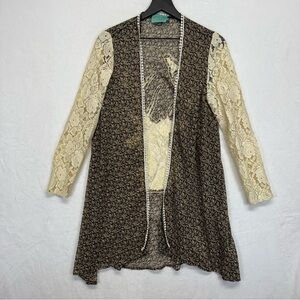 Judith March | Women's Sheer Floral Lace Deer Open Cardigan Kimono Medium Flowy